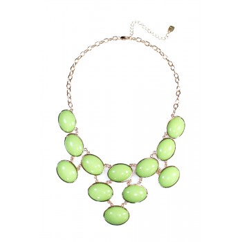 Green Bubble Cabochon Net Necklace